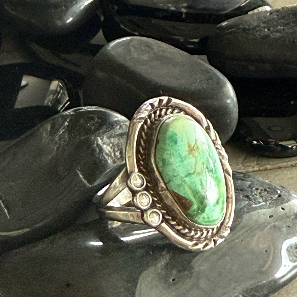 Vintage Turquoise Sterling Silver Ring 1970’s Navajo